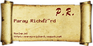 Paray Richárd névjegykártya